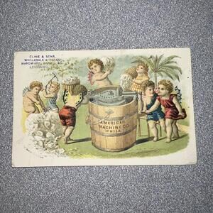 1870s-80s American Machine Crown Ice Cream Freezer Victorian Trade Card Leesburg
